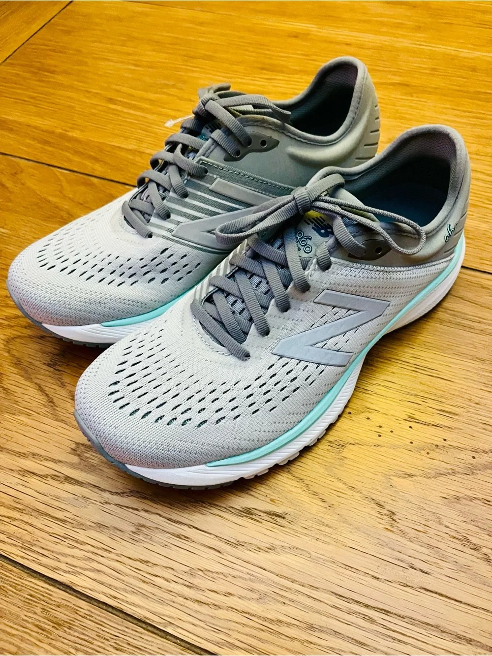 New Balance Women's Gray Athletic Running Sneakers with Mint Accent